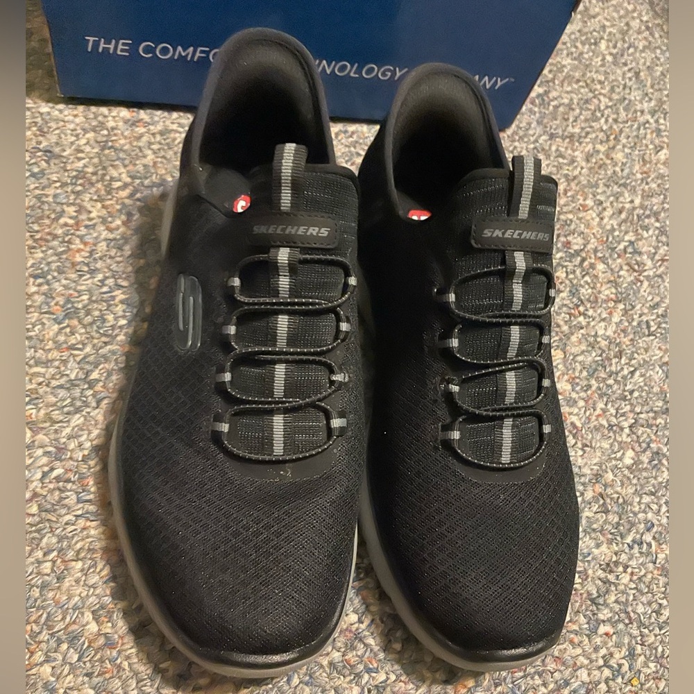 Skechers Black and Gray Slip-On Sneakers